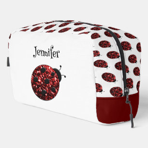 Lieveheersbeestje glinstert rood patroon wit aange toilettasje