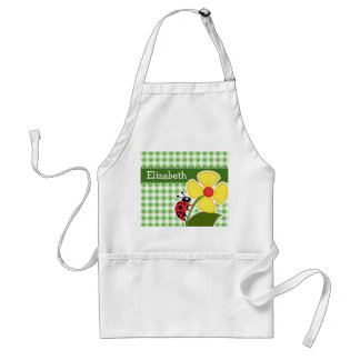 Lieveheersbeestje; Groen gecontroleerd; Gingham Standaard Schort