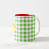 Lieveheersbeestje; Groen gecontroleerd; Gingham Tweekleurige Koffiemok (Voorkant rechts)