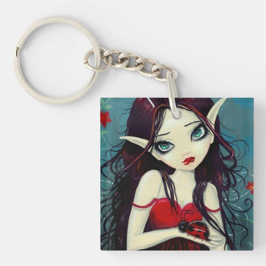Lieveheersbeestje Grote-Oog Fee Kunst Sleutelhanger (Voorkant)