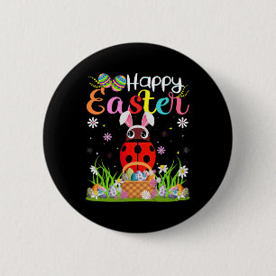 Lieveheersbeestje Happy Pasen Eieren Zoeken Konijn Ronde Button 5,7 Cm