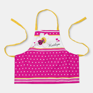 Lieveheersbeestje hart bloem stip roze wit geel cu schort