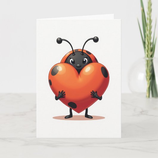 Lieveheersbeestje Hart Liefde Kaart (Voorkant)