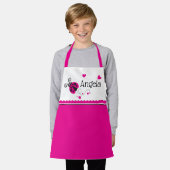 Lieveheersbeestje hart roze witte scallop aangepas schort (Gedragen)