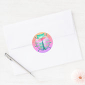 Lieveheersbeestje hart schattig glitter look roze  ronde sticker (Envelop)
