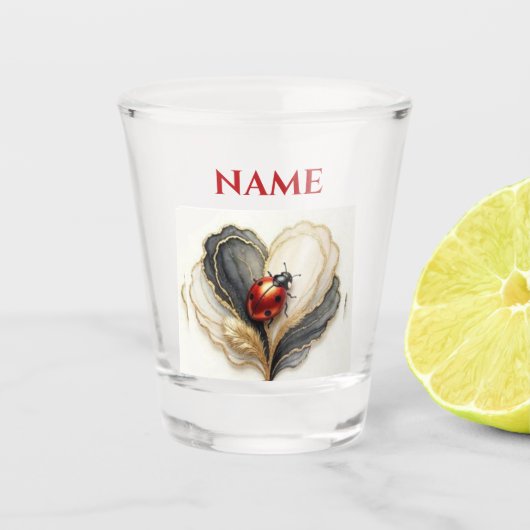 Lieveheersbeestje Hartblad Shot Glas (Voorkant)
