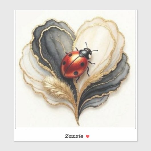 Lieveheersbeestje Hartblad Sticker (Vel)