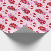Lieveheersbeestje Hearts Pattern Pink Cadeaupapier (Hoek)