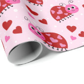Lieveheersbeestje Hearts Pattern Pink Cadeaupapier (Rol Hoek)