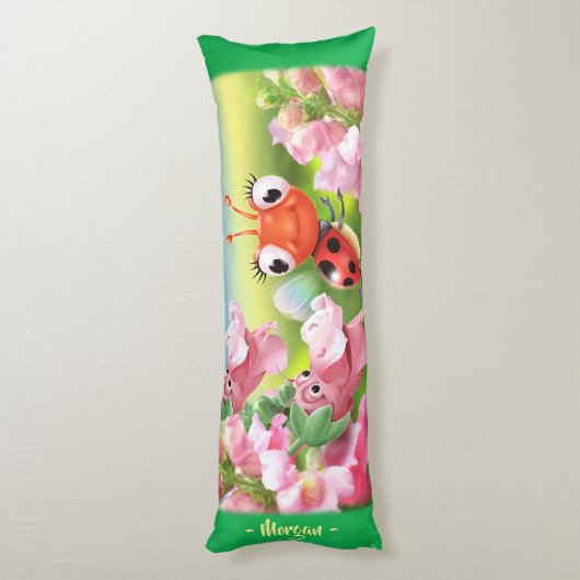Lieveheersbeestje in bloementuin.Giant custom Lichaamskussen (Achterkant (Verticaal))