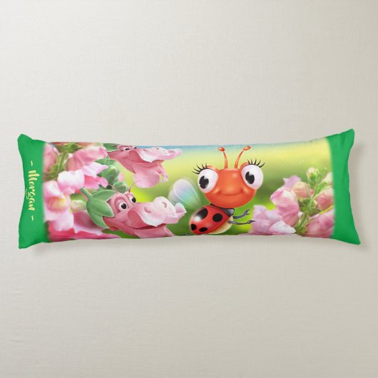 Lieveheersbeestje in bloementuin.Giant custom Lichaamskussen (Achterkant)