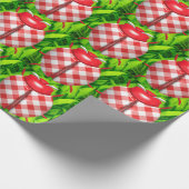 Lieveheersbeestje in gras gingham check schattig r cadeaupapier (Hoek)