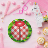 Lieveheersbeestje in gras gingham check schattig r papieren bordje (Feest)