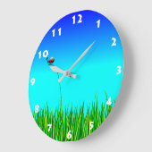 LIEVEHEERSBEESTJE IN GRAS (WITTE AANTALLEN) GROTE KLOK (Hoek)