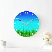 LIEVEHEERSBEESTJE IN GRAS (WITTE AANTALLEN) GROTE KLOK (Huis)