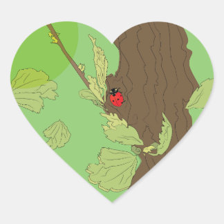Lieveheersbeestje in het voorjaar hart sticker
