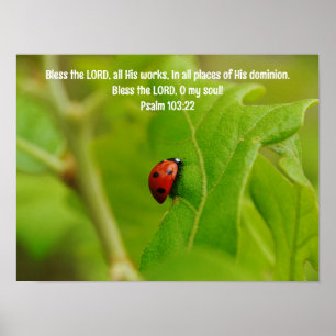 Lieveheersbeestje in Leaves Bible Verse Art Poster