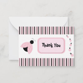 Lieveheersbeestje in roze dank je notitiekaartje