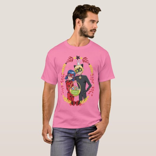 Lieveheersbeestje & kat Noir Paasmand T-shirt (Voorkant volledig)