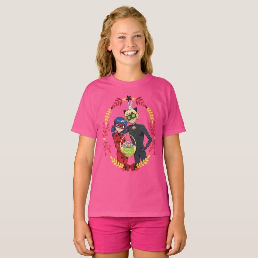 Lieveheersbeestje & kat Noir Paasmand T-shirt (Voorkant volledig)