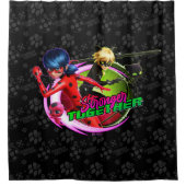 Lieveheersbeestje & kat Noir | Samen sterker Douchegordijn (Voorkant)