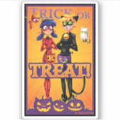 Lieveheersbeestje & kat Noir | Trick or treat! Sticker (Voorkant)