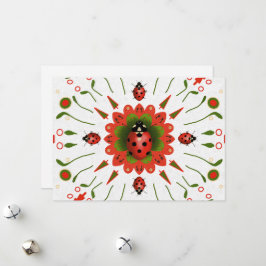 Lieveheersbeestje Kerstmis Rood Groen Wit Feestdagenkaart
