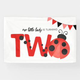 Lieveheersbeestje "Kleine Dame is Twee" 2e Verjaar Spandoek