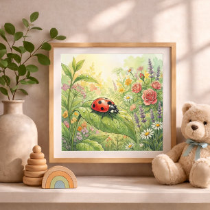 Lieveheersbeestje Kleine Insecten Slaapkamer Poster