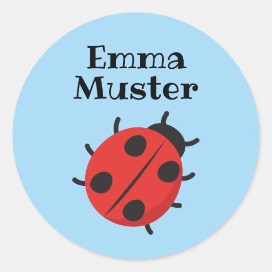 Lieveheersbeestje - lichtblauw ronde sticker (Voorkant)