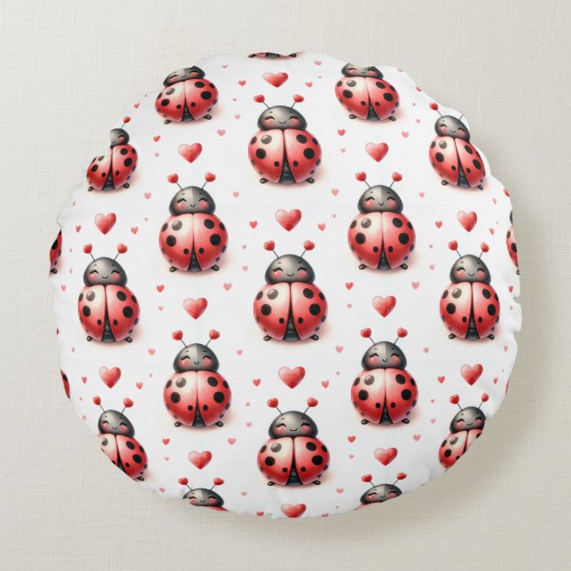 Lieveheersbeestje Liefde Rond Kussen (Voorkant)