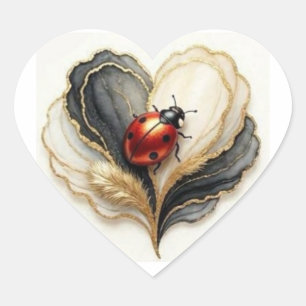 Lieveheersbeestje Lieveheersbeestje Hartblad Hart Sticker