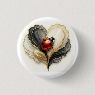 Lieveheersbeestje Lieveheersbeestje Hartblad Ronde Button 3,2 Cm