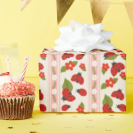 Lieveheersbeestje madeliefjes gestreepte creatieve cadeaupapier
