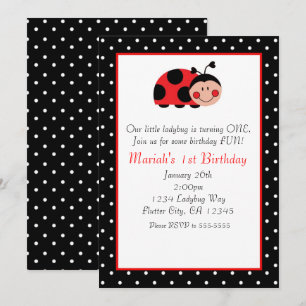 Lieveheersbeestje met Stippen Rood & Zwart Feest U Kaart