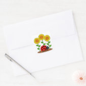 Lieveheersbeestje met zonnebloemen vierkante sticker (Envelop)