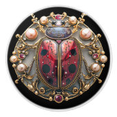 Lieveheersbeestje Mooie Art Deco Gouden Parels Rob Keramische Knop (Voorkant)