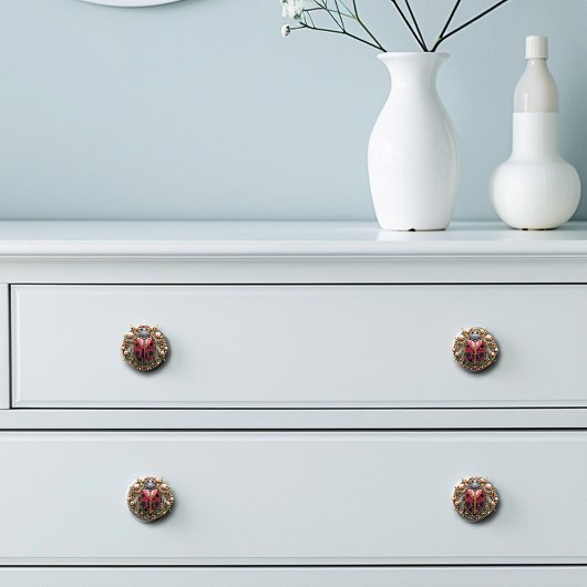 Lieveheersbeestje Mooie Art Deco Gouden Parels Rob Keramische Knop