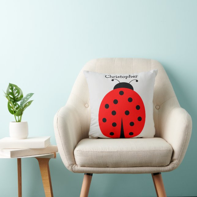 Lieveheersbeestje ontwerp gepersonaliseerd kussen (Stoel)