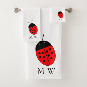Lieveheersbeestje-ontwerp met monogram bad handdoek
