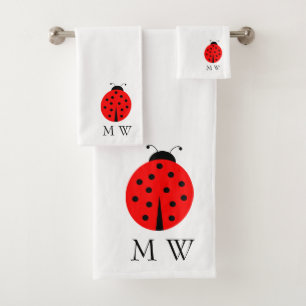 Lieveheersbeestje ontwerp met monogram bad handdoek