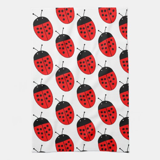 Lieveheersbeestje ontwerp theedoek (Verticaal)