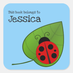 Lieveheersbeestje op blad Dit boek hoort bij Bookp Vierkante Sticker