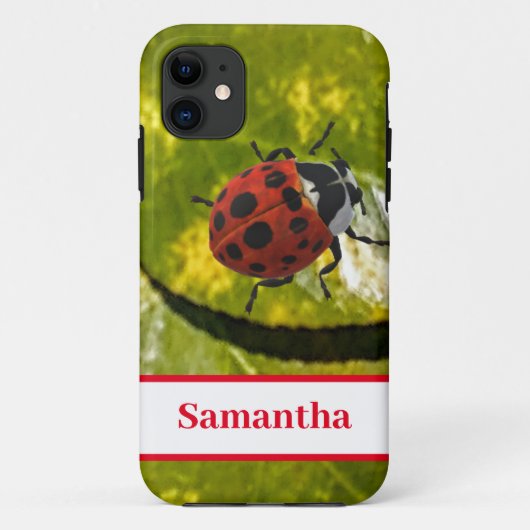 Lieveheersbeestje op blad met naam Case-Mate iPhone case (Achterkant)