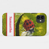 Lieveheersbeestje op blad met naam Case-Mate iPhone case (Achterkant (horizontaal))