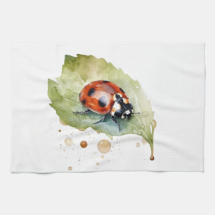 Lieveheersbeestje op blad theedoek