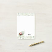 Lieveheersbeestje op blad verliefd post-it® notes (Op bureau)