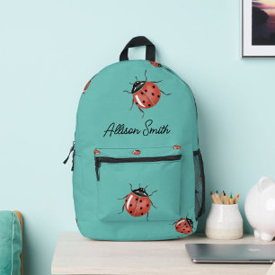 Lieveheersbeestje op blauw gepersonaliseerd bedrukte rugzak