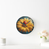 Lieveheersbeestje op een gele bloem macro ronde klok (Huis)