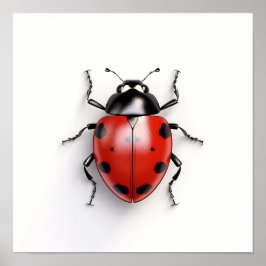 Lieveheersbeestje op een witte achtergrond poster